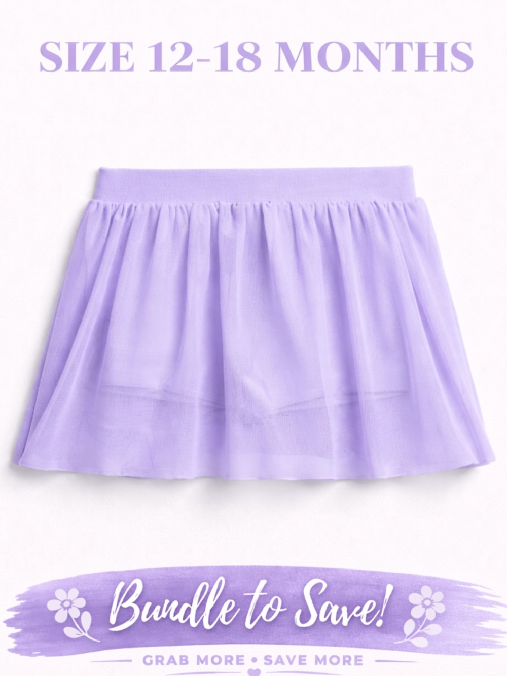 NWT Size 12-18 MTHS babyGap Lavender Mesh Skort Girls Pull-On Skirt Shorts 💜